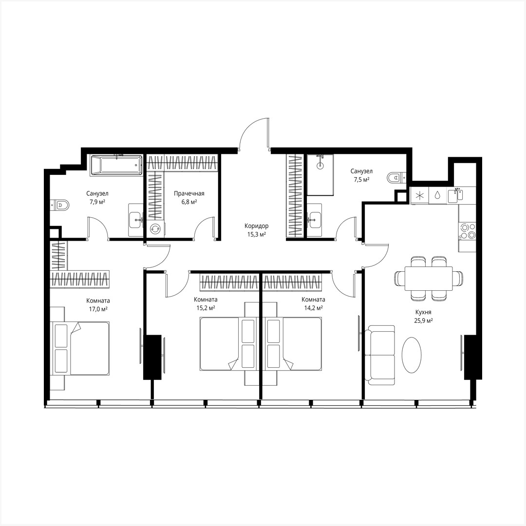 Appartement 3 chambres 110 m² Moscou, Russie