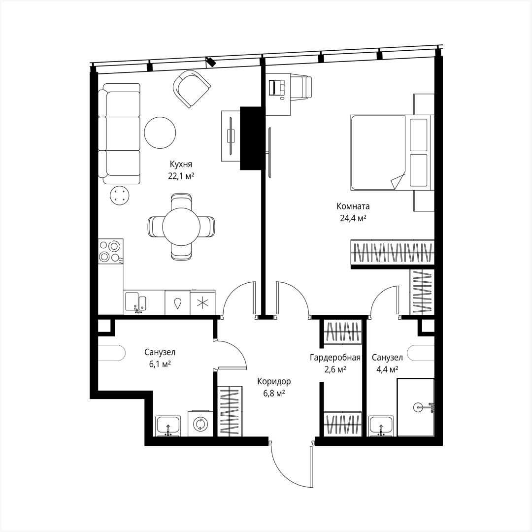 Apartamento 1 habitación 66 m² Moscú, Rusia