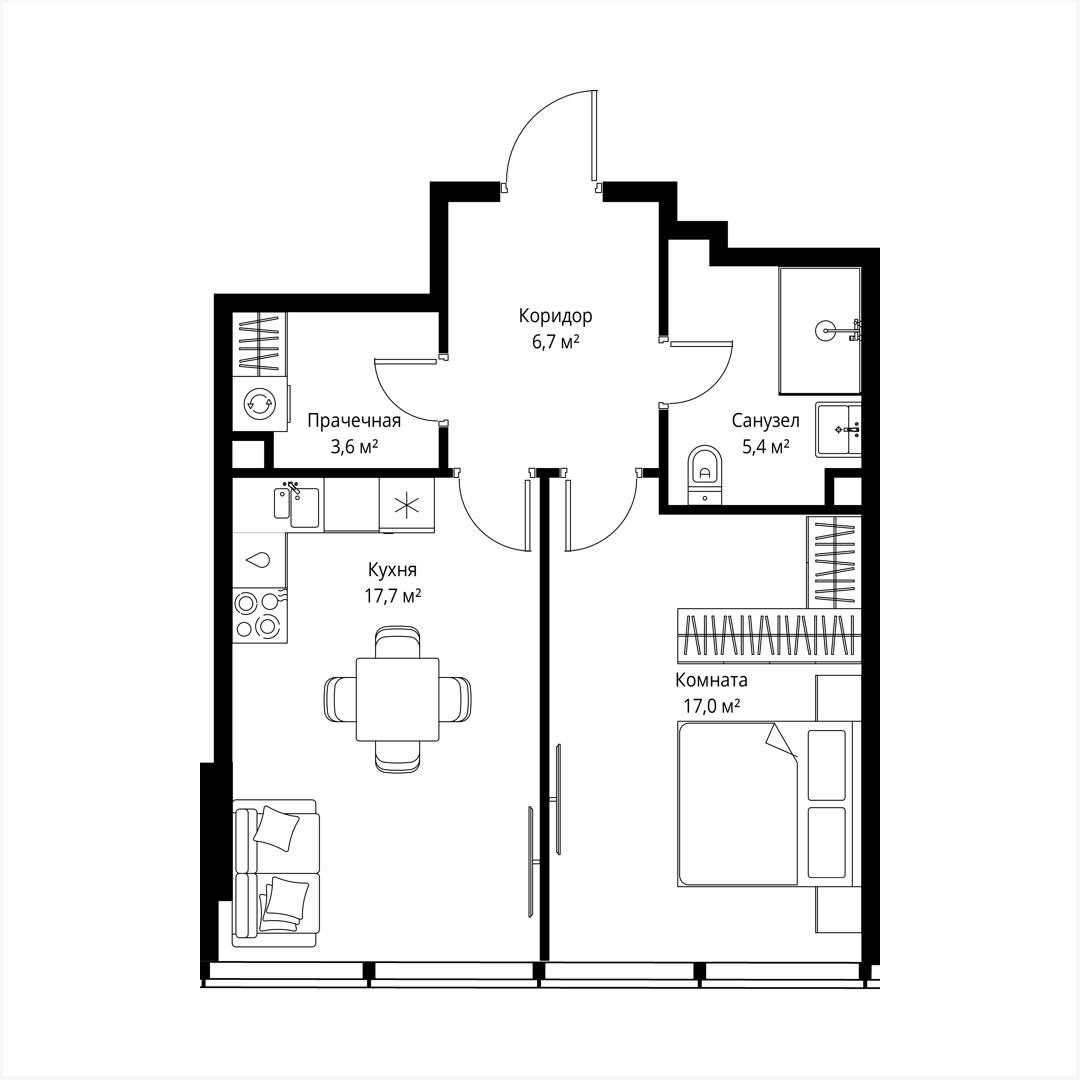 1 room apartment 50 m² Moscow, Russia