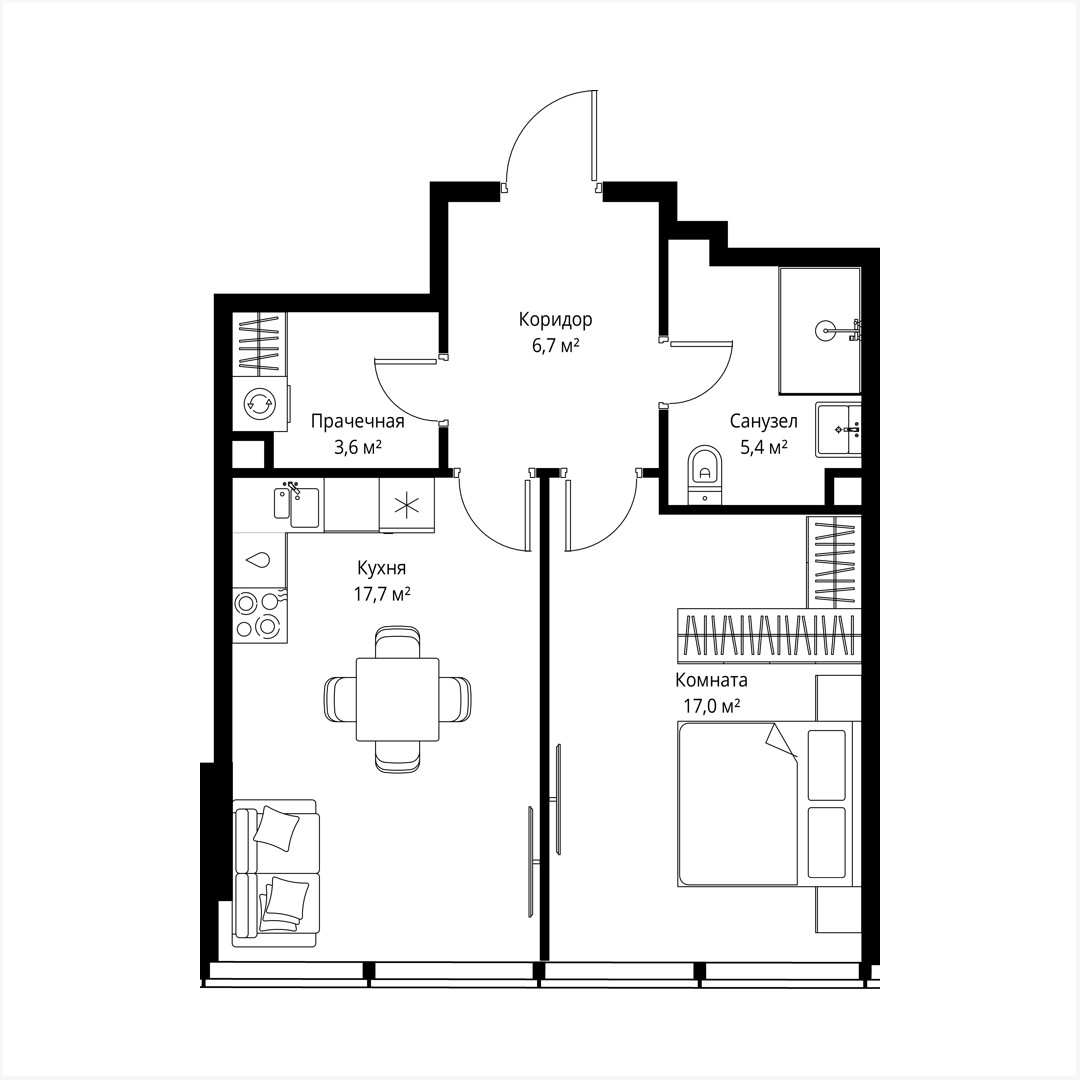 1 room apartment 50 m² Moscow, Russia