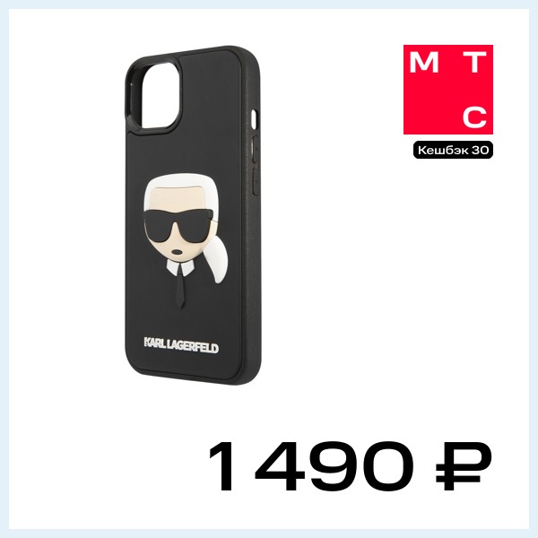 Чехол-накладка Karl Lagerfeld iPhone 14 Plus 3D Rubber Case Karl's Head  Черный KLHCP14MKH3DBK